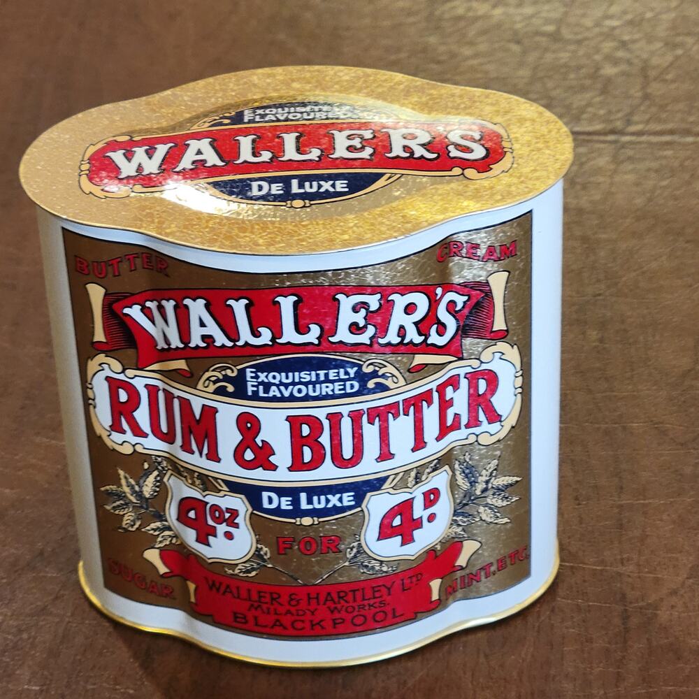 Collectible Waller’s Rum & Butter English Candy Tin Can Empty - Picture 8 of 8